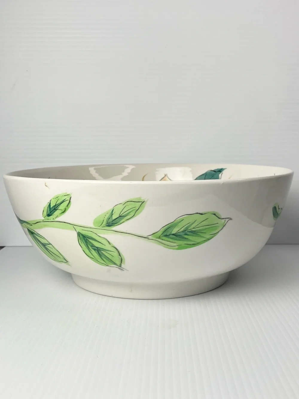 Vintage Hand Painted Fruit Pattern Serving Bowl